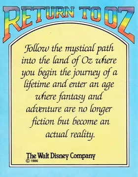Return To Oz (UK) (1986) box cover back